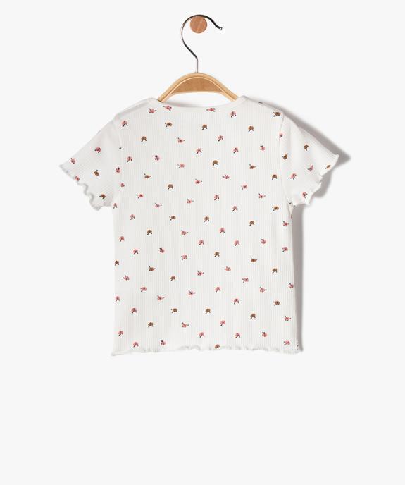 Tee-shirt à manches courtes en maille côtelée bébé fille vue3 - GEMO(BEBE DEBT) - GEMO