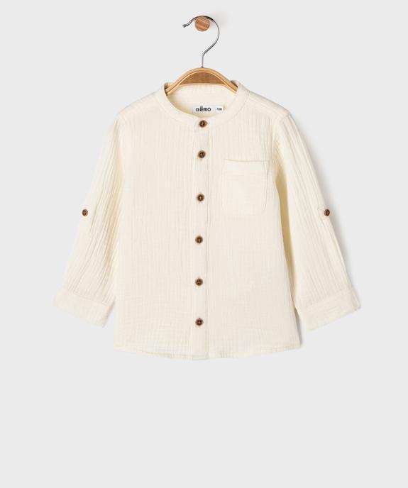 Chemise col rond en gaze de coton à manches retroussables bébé garçon vue1 - GEMO(BEBE DEBT) - GEMO