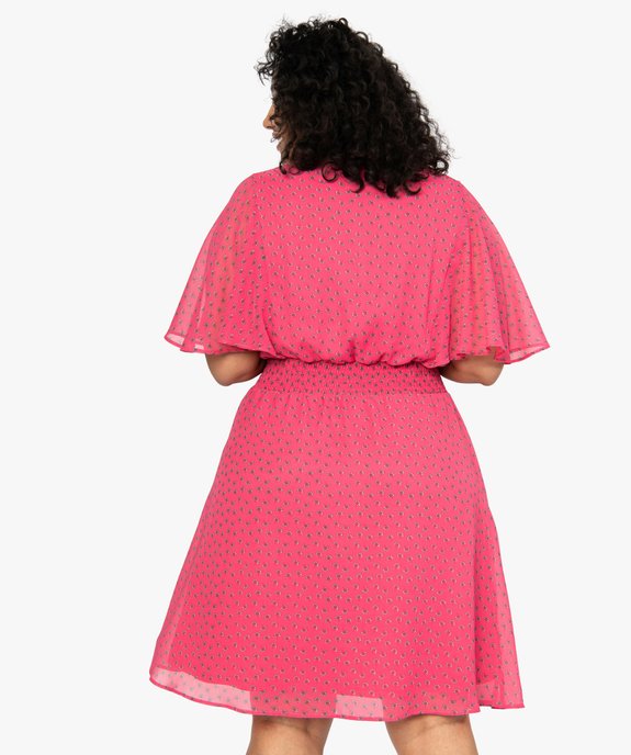 Robe femme grande taille en voile à taille smockée et motif fleuri vue3 - GEMO (G TAILLE) - GEMO