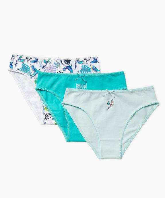 Culottes en coton stretch motifs oiseaux fille (lot de 3) vue1 - GEMO 4G FILLE - GEMO