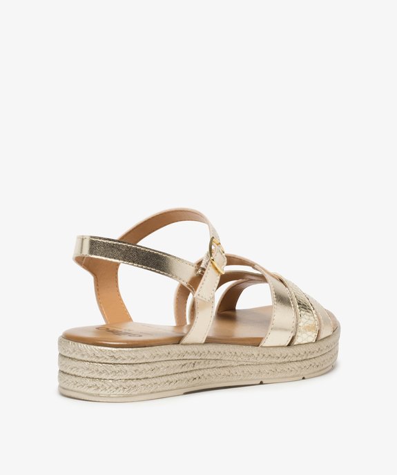 Sandales femme à brides brillantes avec semelle plateforme en corde vue4 - GEMO (CASUAL) - GEMO