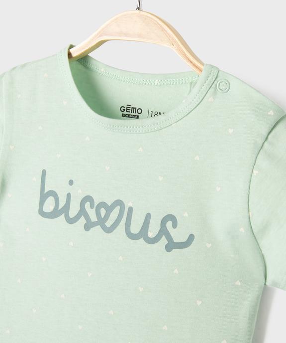 Pyjashort en jersey de coton imprimé cœurs bébé fille vue2 - GEMO 4G BEBE - GEMO