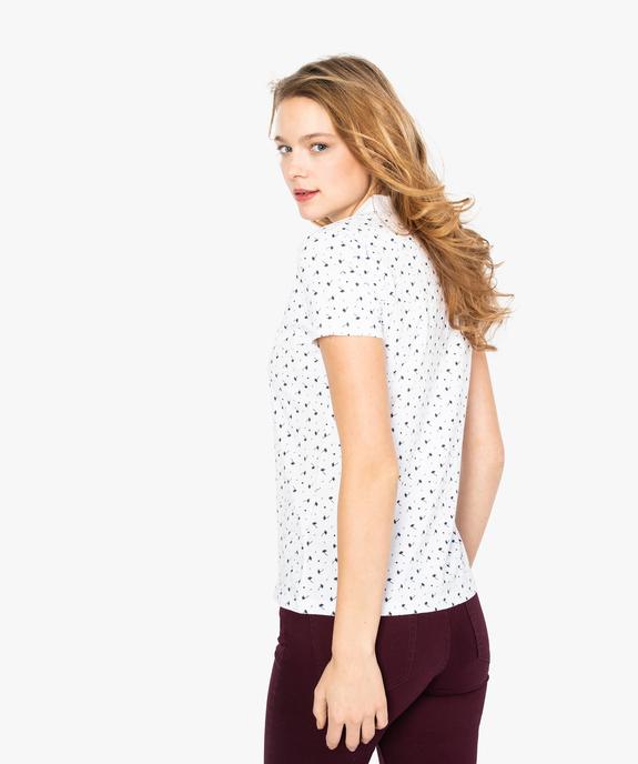Polo femme à petits motifs et col chemise vue3 - GEMO (MAILLE) - GEMO