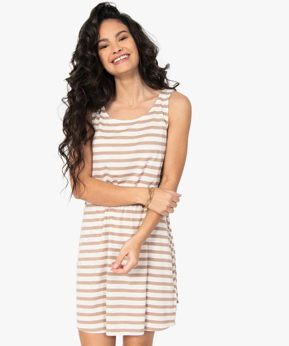 Robe tee-shirt femme avec liens à la taille vue1 - GEMO(FEMME PAP) - GEMO