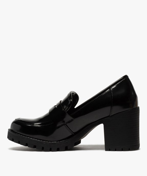 Mocassins femme unis à talon carré et semelle crantée vue3 - GEMO(URBAIN) - GEMO