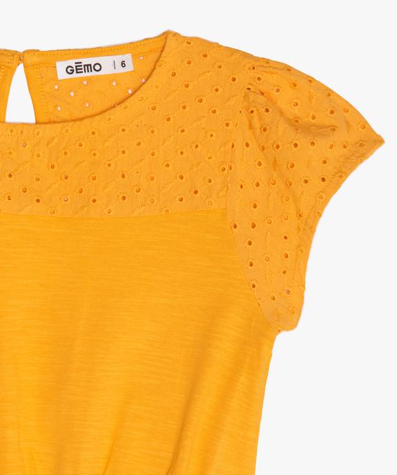 Robe fille avec haut en broderie anglaise et ceinture tressée vue2 - GEMO (ENFANT) - GEMO