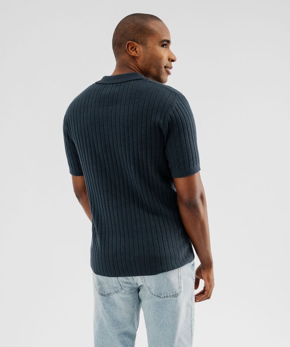 Chemise manches courtes en maille côtelée à col cubain homme vue3 - GEMO 4G HOMME - GEMO