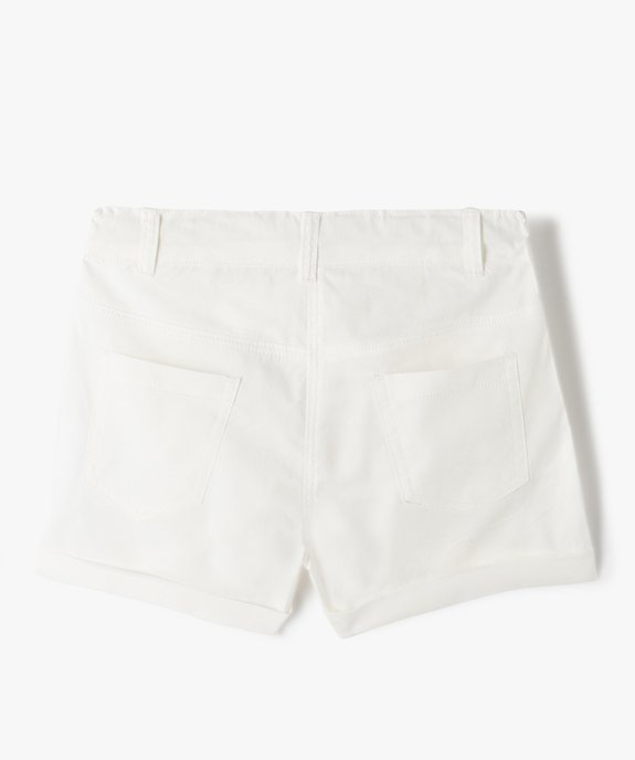 Short fille en toile de coton fin uni vue3 - GEMO (ENFANT) - GEMO