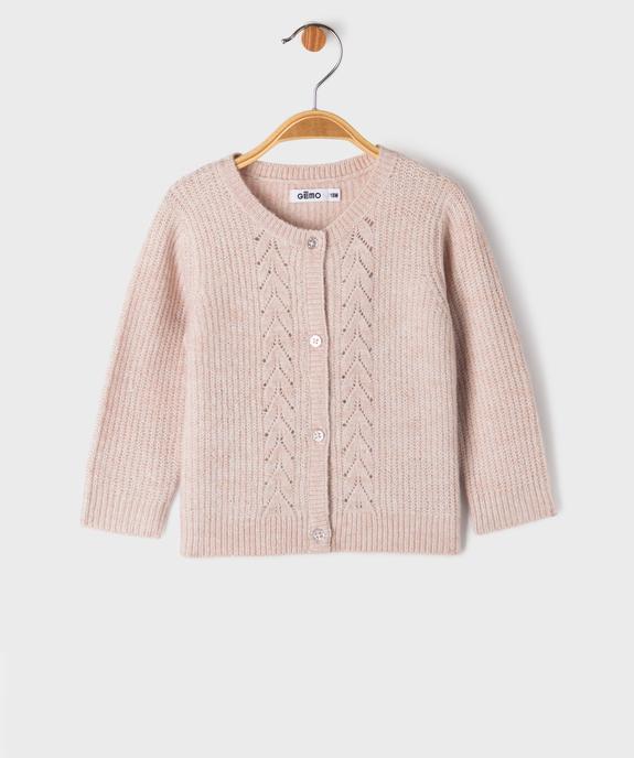 Gilet en maille fantaisie avec fil métallisé bébé fille vue1 - GEMO(BEBE DEBT) - GEMO