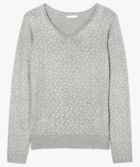 Pull à motifs pailletés col V vue4 - GEMO(URBAIN) - GEMO