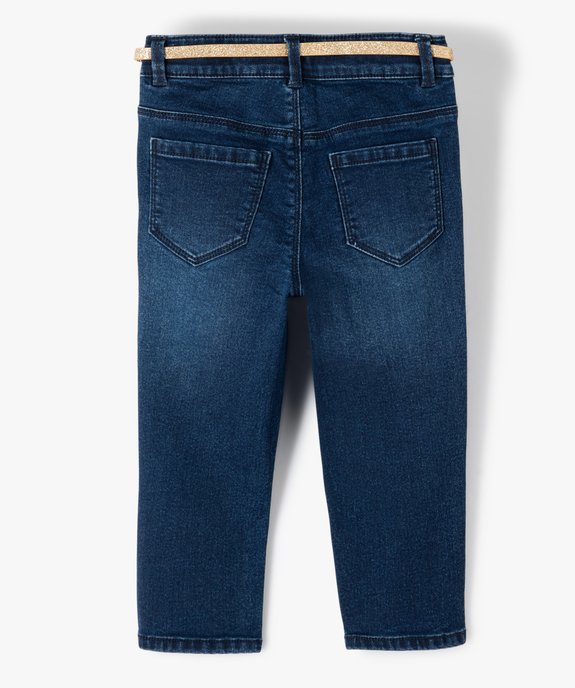 Jean fille 7/8ème avec ceinture pailletée vue3 - GEMO (ENFANT) - GEMO
