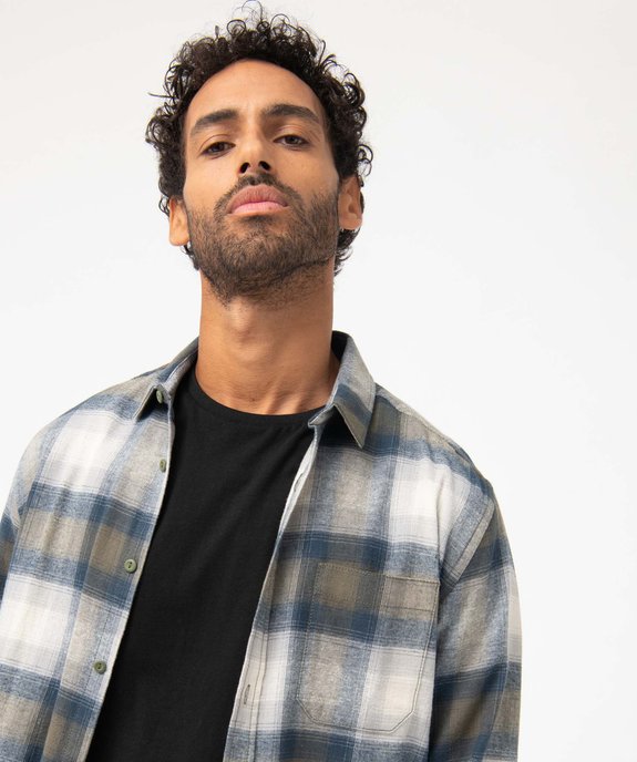 Chemise homme à carreaux aspect flanelle vue2 - GEMO (HOMME) - GEMO