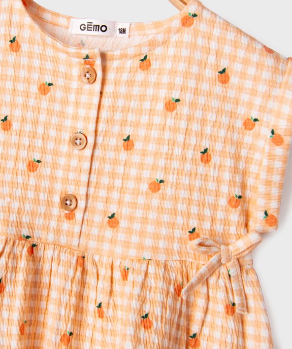 Robe bébé fille avec haut boutonné et jupe large vue4 - GEMO(BEBE DEBT) - GEMO