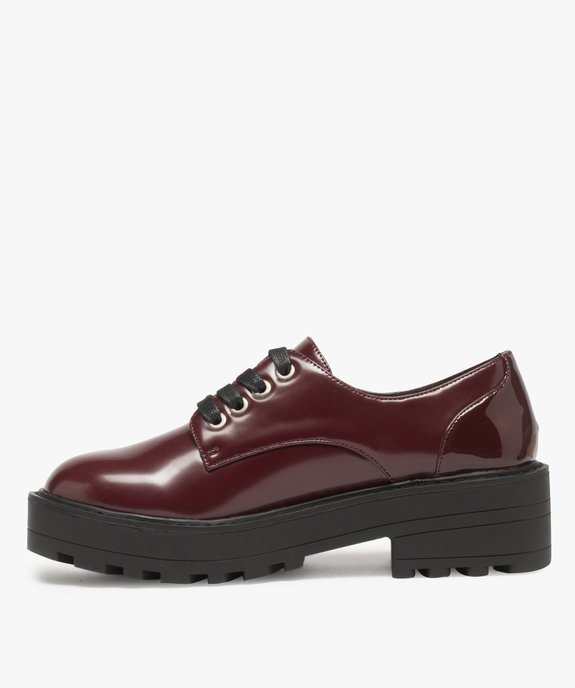 Derbies femme unis et vernis à semelle plateforme crantée vue3 - GEMO (CASUAL) - GEMO