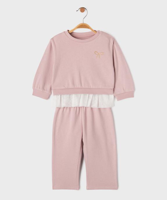 Ensemble 2 pièces sweat à volants + pantalon de jogging bébé fille vue1 - GEMO 4G BEBE - GEMO