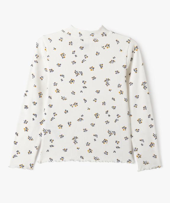 Tee-shirt manches longues col montant en maille côtelée fille vue3 - GEMO 4G FILLE - GEMO