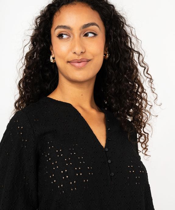 Tee-shirt manches longues en maille ajourée femme vue2 - GEMO 4G FEMME - GEMO
