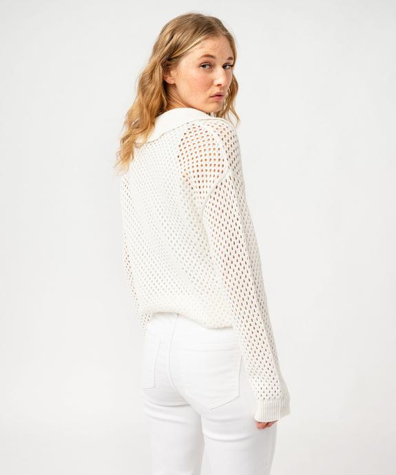 Pull en maille ajourée avec col à lacets femme vue3 - GEMO(FEMME PAP) - GEMO