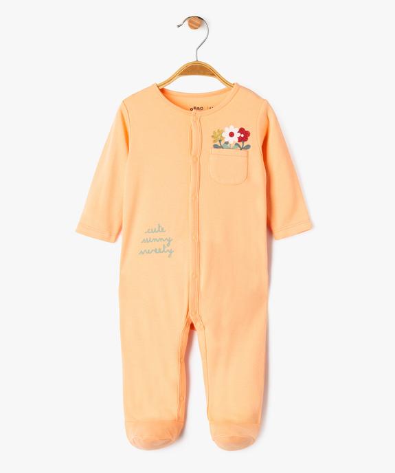 Pyjama en coton ouverture devant bébé fille vue1 - GEMO 4G BEBE - GEMO