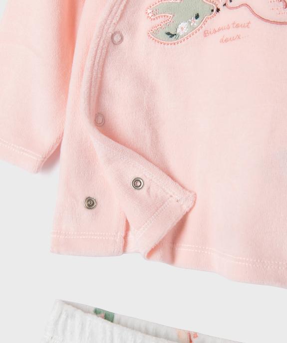 Pyjama 2 pièces en velours à motifs oiseaux bébé fille vue2 - GEMO 4G BEBE - GEMO