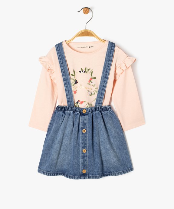Ensemble 2 pièces bébé fille tee-shirt et jupe à bretelles - LuluCastagnette vue2 - LULUCASTAGNETTE - GEMO