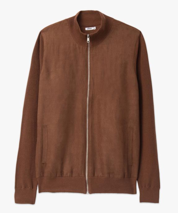 Gilet zippé en maille et suédine homme vue4 - GEMO (HOMME) - GEMO