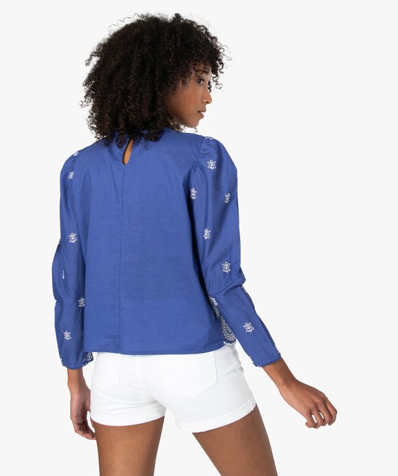 Blouse femme avec broderies ajourées vue3 - GEMO(FEMME PAP) - GEMO