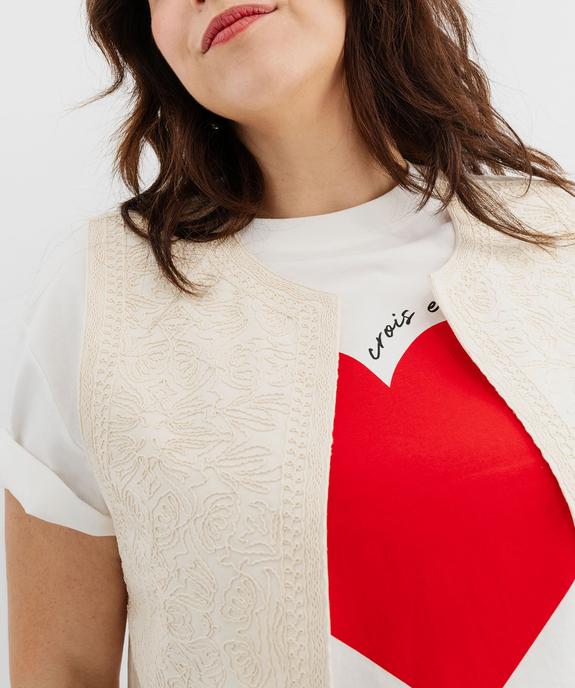 Gilet sans manches avec devant brodé femme grande taille vue3 - GEMO 4G GT - GEMO