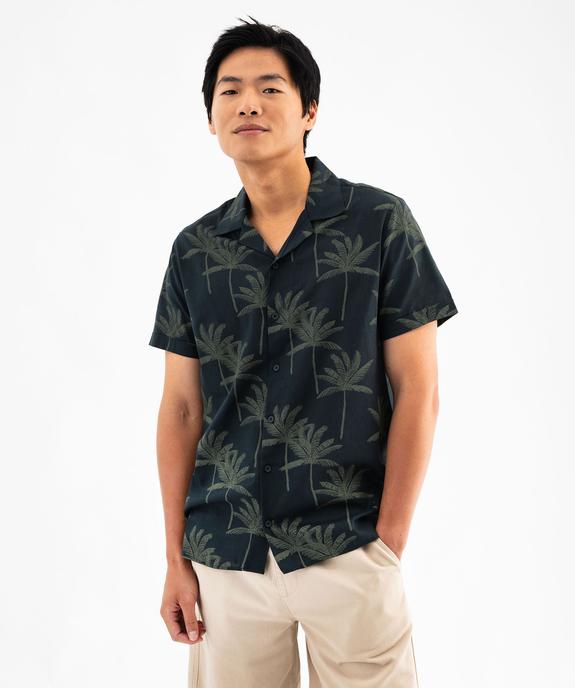 Chemise à manches courtes en coton léger et col cubain homme vue1 - GEMO (HOMME) - GEMO