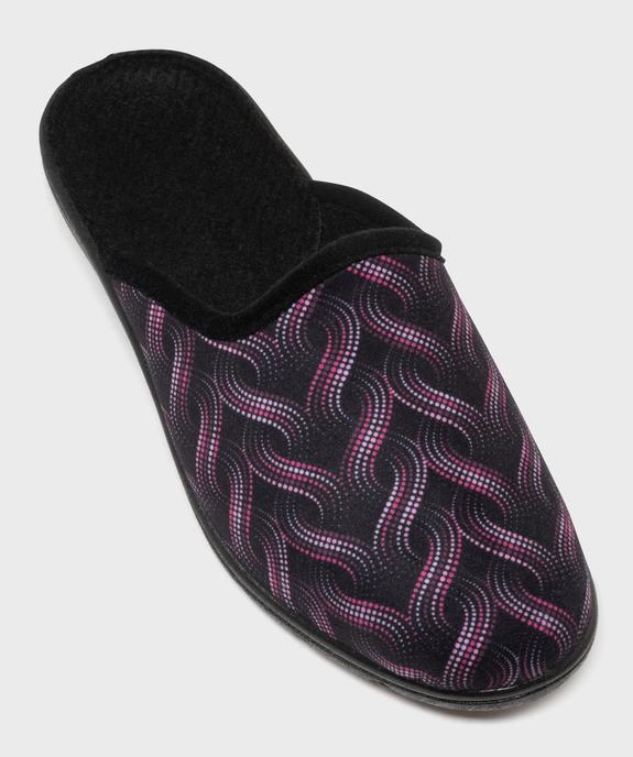 Pantoufles mules en velours ras imprimé à talon compensé femme vue5 - G'FLEX - GEMO