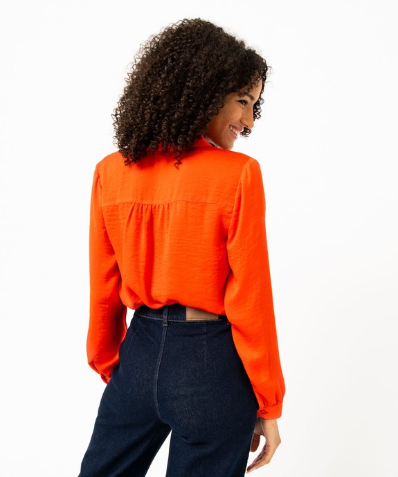 Chemise en satin à manches longues femme vue4 - GEMO 4G FEMME - GEMO