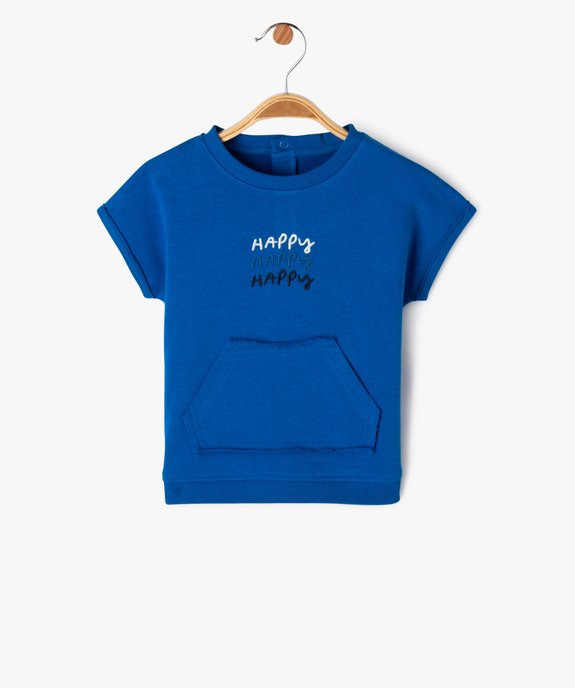 Tee-shirt à manches courtes avec inscription bouclette bébé garçon vue1 - GEMO(BEBE DEBT) - GEMO
