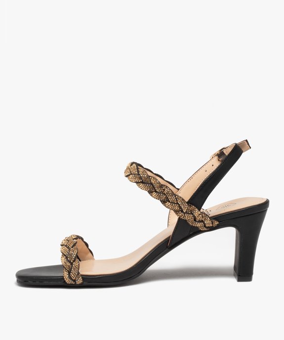 Sandales femme à talon et brides tressées en strass vue4 - GEMO(URBAIN) - GEMO