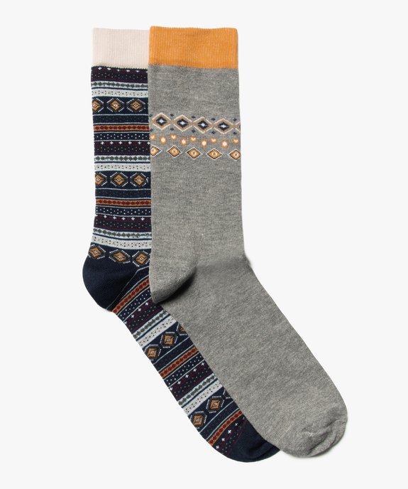Chaussettes homme à motif jacquard (lot de 2) vue1 - GEMO(HOMWR HOM) - GEMO