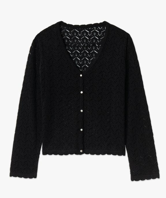 Gilet col V en maille fine ajourée femme vue4 - GEMO(FEMME PAP) - GEMO