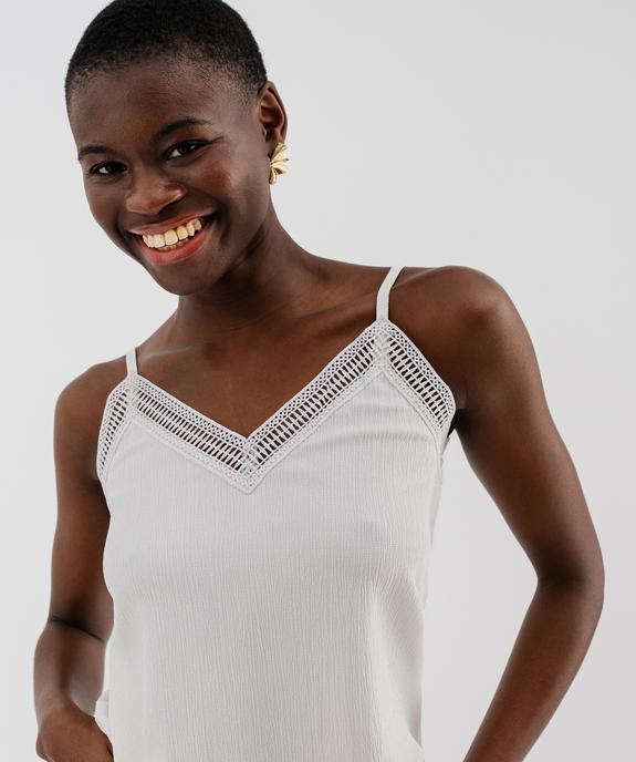 Débardeur à fines bretelles en maille texturée et dentelle femme vue2 - GEMO(FEMME PAP) - GEMO