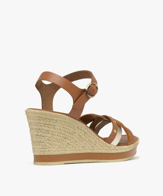 Sandales à brides en cuir sur semelle compensée femme - Tanéo vue4 - TANEO - GEMO