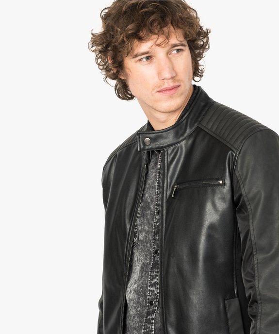 Blouson en simili cuir et toile vue2 - GEMO (HOMME) - GEMO