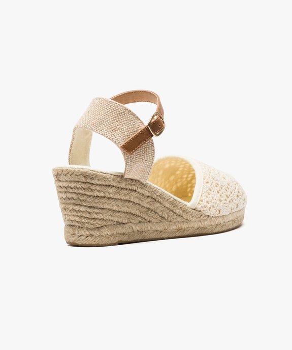 Espadrilles femme en crochet à talon compensé vue4 - GEMO(URBAIN) - GEMO