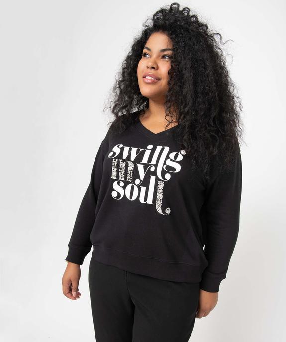 Sweat femme grande taille col V et imprimé vue1 - GEMO (G TAILLE) - GEMO