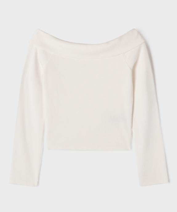 Tee-shirt manches longues à col Bardot fille vue3 - GEMO 4G FILLE - GEMO