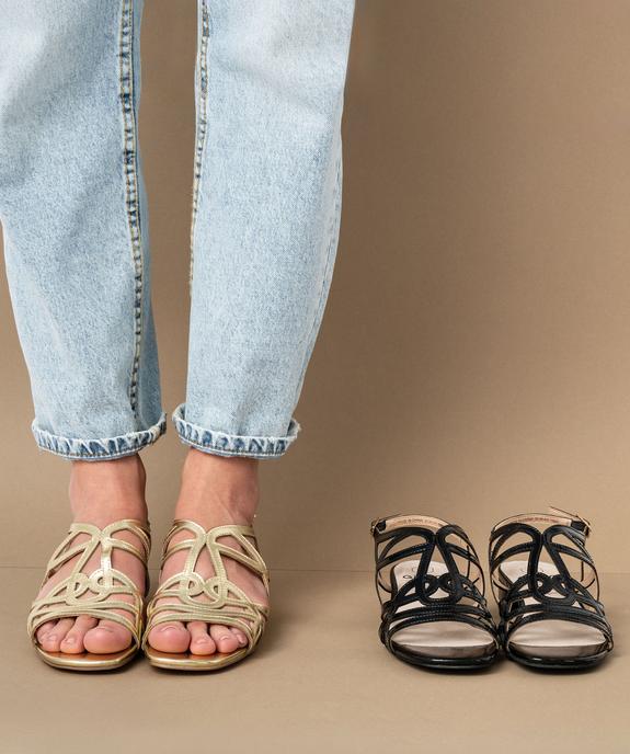 Sandales femme unies à brides entrelacées vernies vue1 - GEMO (CASUAL) - GEMO