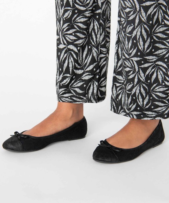 Ballerines femme pailletées en toile imitation dentelle vue1 - GEMO(URBAIN) - GEMO