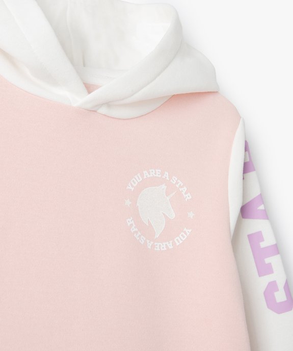Robe sweat à capuche fille avec poche kangourou vue2 - GEMO (ENFANT) - GEMO