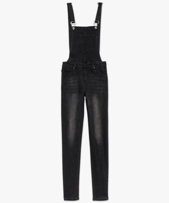 Salopette femme en jean stretch coupe slim effet usé vue4 - FOLLOW ME - GEMO
