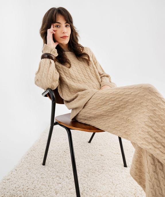 Pull large en maille à torsades femme vue1 - GEMO(FEMME PAP) - GEMO