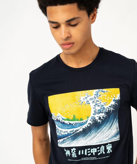 Tee-shirt manches courtes imprimé vague d'Hokusai homme - aoph London vue2 - HOKUSAI - GEMO