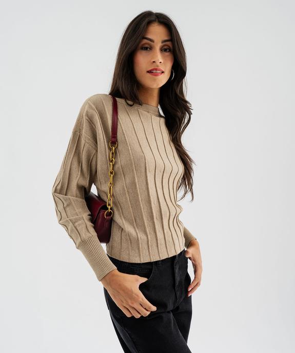 Pull fin loose à rayures texturées et maille pailletée femme vue1 - GEMO(FEMME PAP) - GEMO