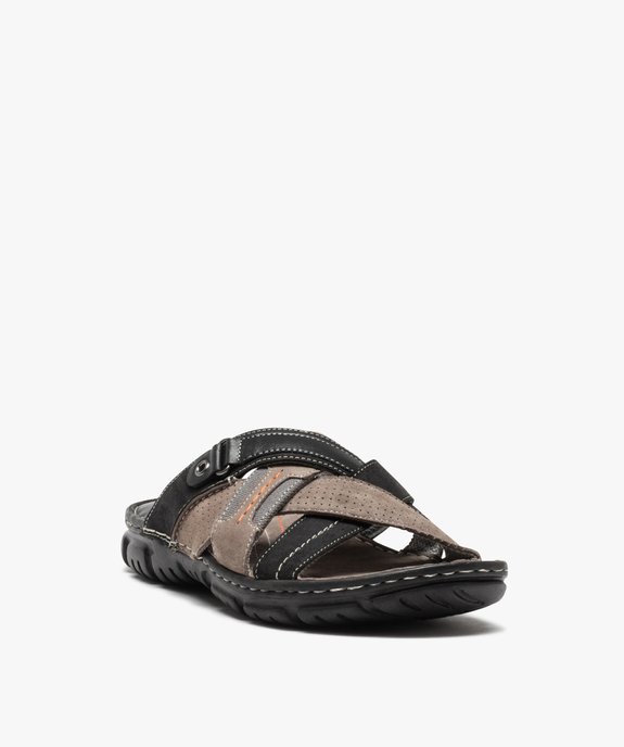 Mules homme confort à brides multiples et surpiqûres colorées vue2 - GEMO (CASUAL) - GEMO