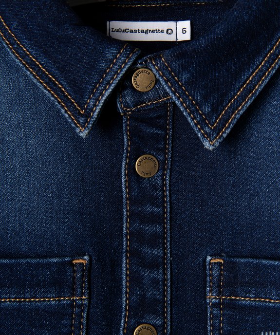 Chemise en jean stretch à manches longues garçon - LuluCastagnette vue3 - LULUCASTAGNETTE - GEMO